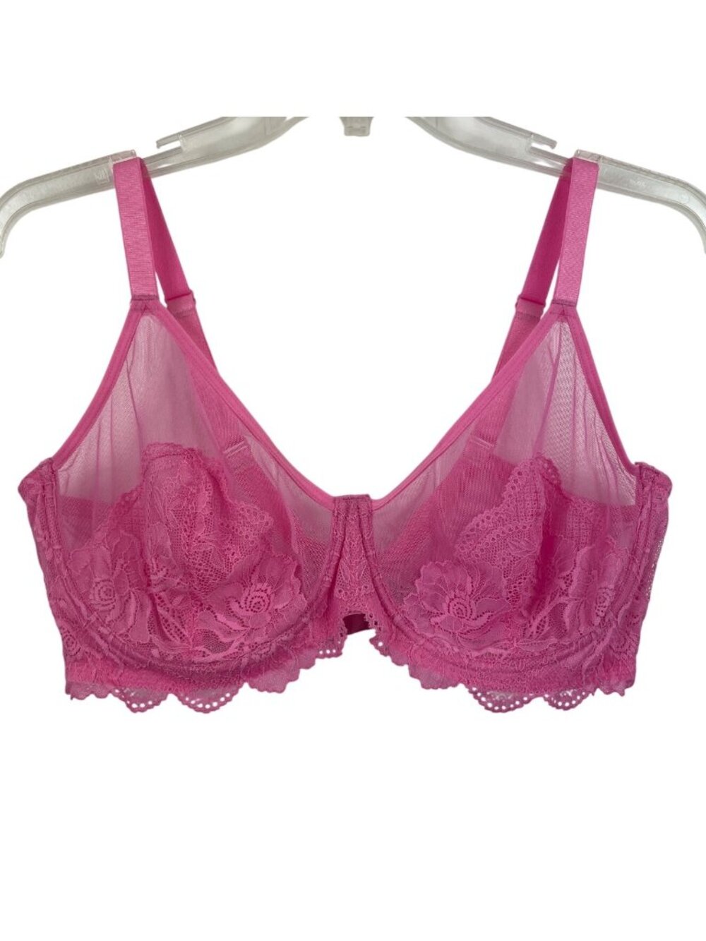 SheCurve Full Coverage Pink Lace Minimizer Unlined Underwire Bra Womens Size 38E
